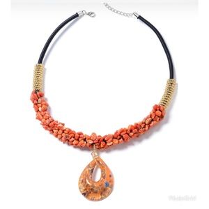 Orange Coral, Orange Murano Style Necklace